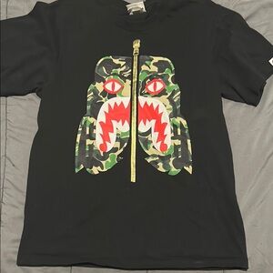Bape Black and Green Short Sleeve Tee with Graphic Design
